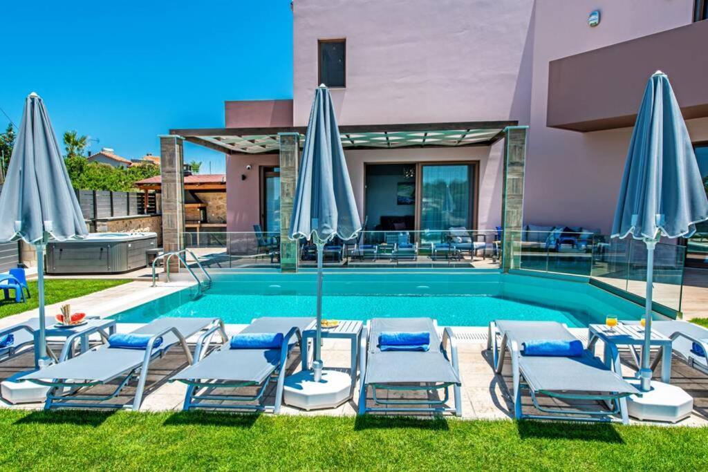 Villa Anthi, A Modern Villa With Salted Water Pool,Hot Tub & Bbq! Rethymno  Exterior photo